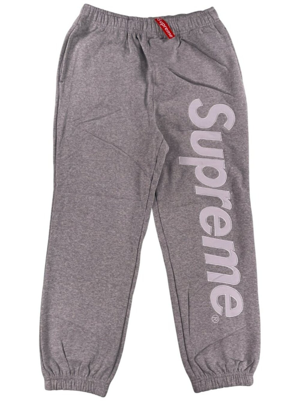 Supreme Heather Grey Sweatpants Logo Elastic Waistband Men's Size Medium NEW